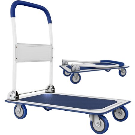 Big Blue Extra Large Foldable Push Cart Dolly | 660 lbs. Capacity